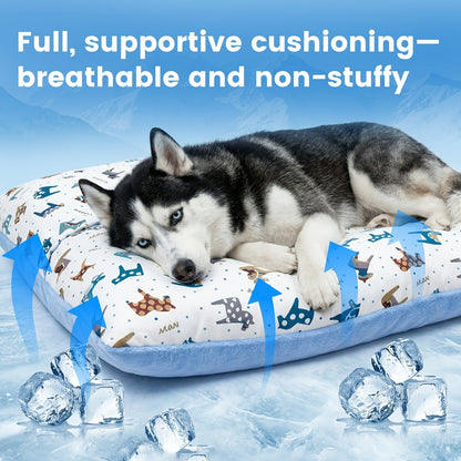 Breathable Washable Dog Bed Mattress – All-Season Pet Mat with Removable Cover & Non-Slip Bottom for Small, Medium & Large Dogs | Cute Animal Patterns