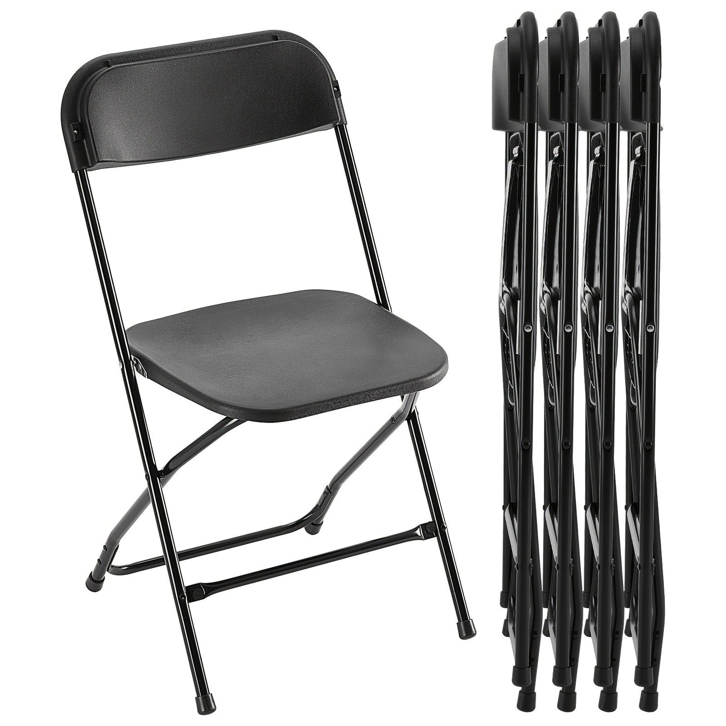 Commercial Folding Chairs Stackable – 350lb Heavy Duty Steel Frame, Weather Resistant Plastic, Indoor & Outdoor Event Seating – White or Black, 4 to 20 Pack for Weddings & Parties