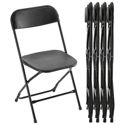Commercial Folding Chairs Stackable – 350lb Heavy Duty Steel Frame, Weather Resistant Plastic, Indoor & Outdoor Event Seating – White or Black, 4 to 20 Pack for Weddings & Parties