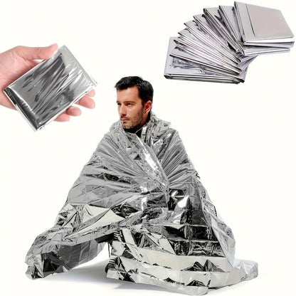 Emergency Mylar Thermal Blanket 52"x82" Reflective Foil Survival Blanket for Camping Hiking Outdoor First Aid Kit Weather Protection Ground Cover