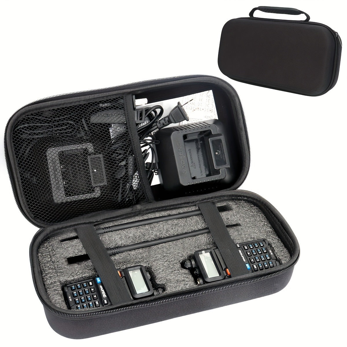 Hard Shell Walkie Talkie Case for Baofeng UV-5R BF-F8HP UV-82 UV-S9 Plus BF-888S GM-15 Pro – Handheld Ham Radio Hard Storage Carrying Bag with Soft Lining for Radio & Accessories