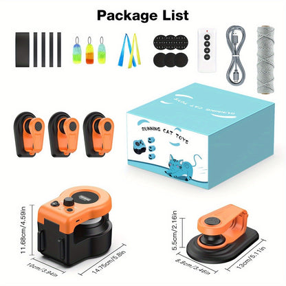 Interactive Cat Toy Auto & Remote Control - Electric Feather Mouse Lure Coursing Machine with DIY Track, Mouse Sounds, Auto Timer, Boredom Buster for Indoor Cats Kittens, 2 Speed Modes