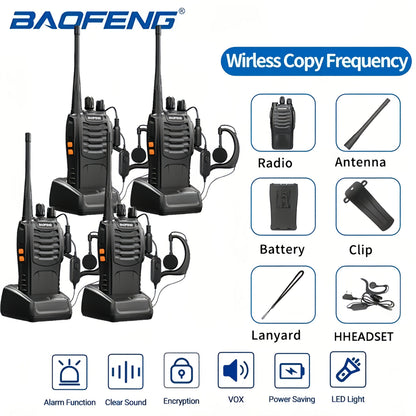 Baofeng BF-888S Walkie Talkies 16 Channel UHF Long Range Two Way Radio Rechargeable with Earphones for Camping Hiking Hunting Outdoor