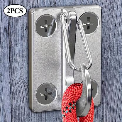 Heavy Duty Dog Tie Out Wall Hooks Set of 2 - Metal Wall-Mounted Leash Anchor with Dual Switchable Hooks, Scratch-Resistant for Walls & Floors, Sturdy Indoor & Outdoor Dog Leash Hook, Grey