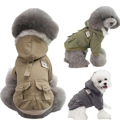 Dog Vest Coat Two-Leg Autumn Winter Lined Warm Pet Clothes for Small Medium Dogs, Sleeveless Back Coverage Dog Jacket for Cold Weather, Sizes S M L XL XXL, Deep Gray & Khaki
