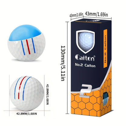 Golf Balls 6pcs Long Distance High Speed with 360-Degree Aiming Line Add 40+ Yards Distance Durable Performance Golf Ball Set for Men Women Beginners Advanced Players Practice Training