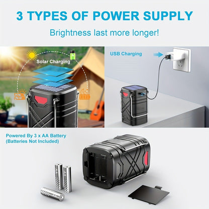 IPX5 Waterproof Camping Lantern 4 & 8 Pack – Rechargeable LED, 1200mAh Solar & USB, 3 Power Ways, Hurricane Flashlight Lantern for Emergency, Power Outage & Outdoor Camping
