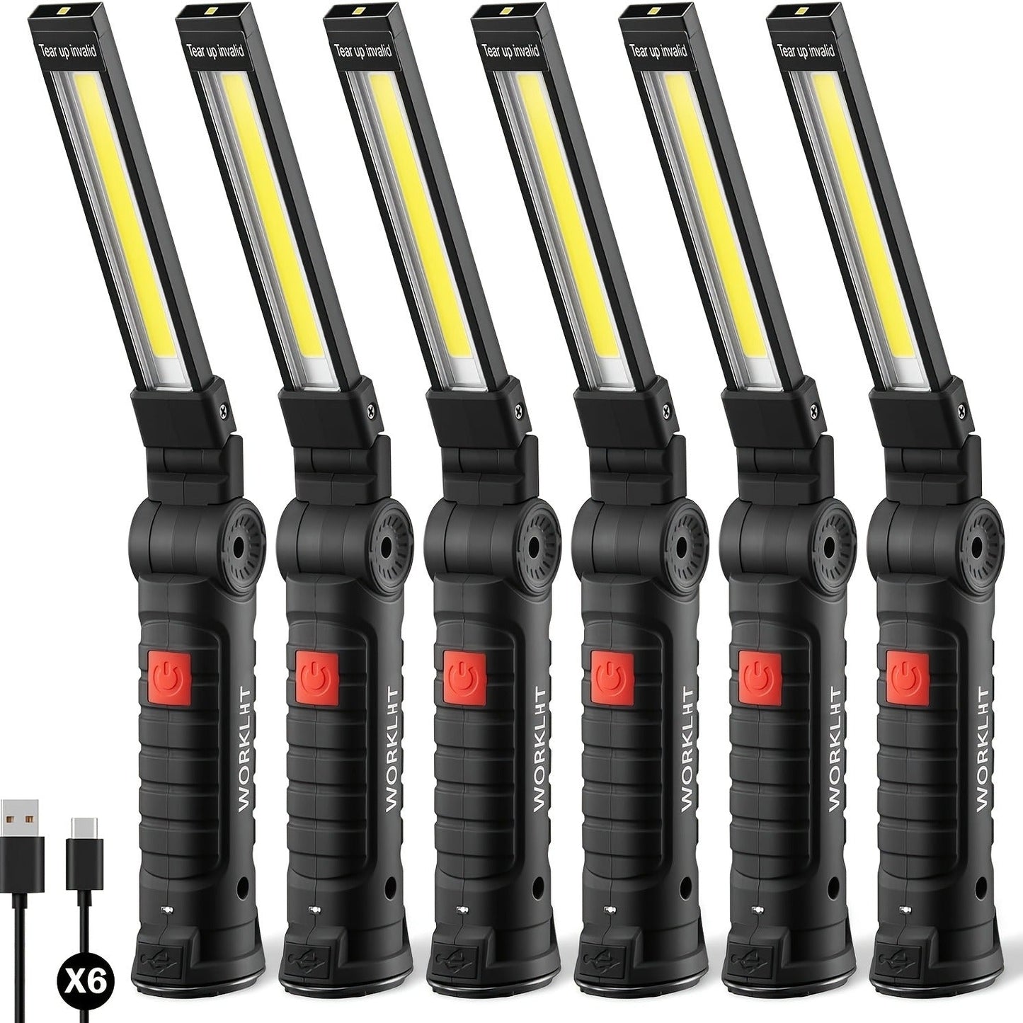 COB LED Work Light, 1000 Lumen Rechargeable Portable Hanging Camp Lamp with Built-In Battery, 200M Range for Camping, Yard, Party & Vehicle Maintenance – 2/4/6/8/10 Pack