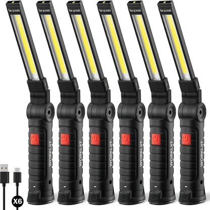 COB LED Work Light, 1000 Lumen Rechargeable Portable Hanging Camp Lamp with Built-In Battery, 200M Range for Camping, Yard, Party & Vehicle Maintenance – 2/4/6/8/10 Pack