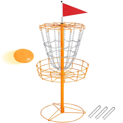 Portable Disc Golf Basket 12 Chain – Heavy Duty Metal Frame, Galvanized Chains, Easy Assembly, Indoor & Outdoor Practice Target for All Skill Levels – 4 Colors: Black, Orange, Red, Blue