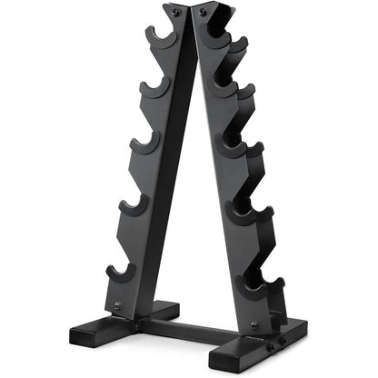 Dumbbell Rack A-Frame 5-Tier Heavy Duty Weight Storage Stand – Space-Saving Vertical Dumbbell Holder for Home Gym, Holds 5-25LB Hex & Rubber Dumbbells