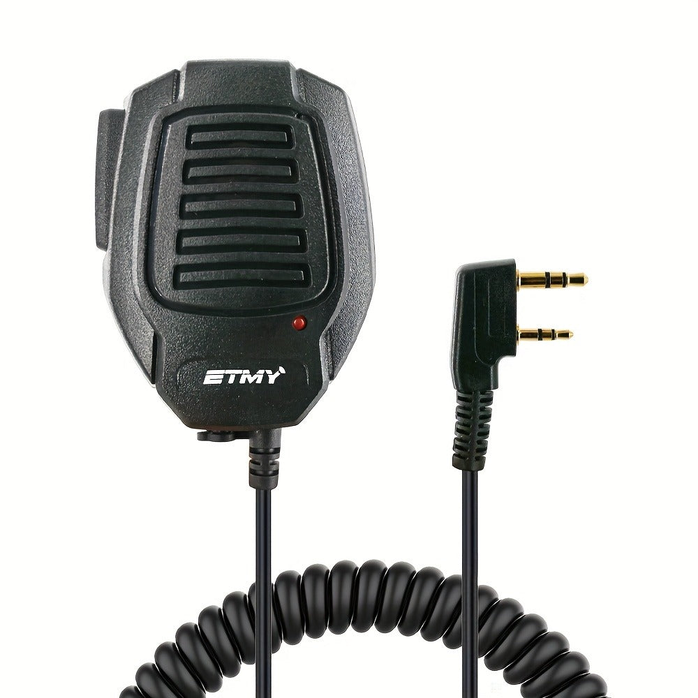 Walkie Talkie Speaker Mic 3.5mm Jack for Baofeng BF-888S UV-5R & Kenwood TK Series – Coiled Cable, 360° Rotating Clip