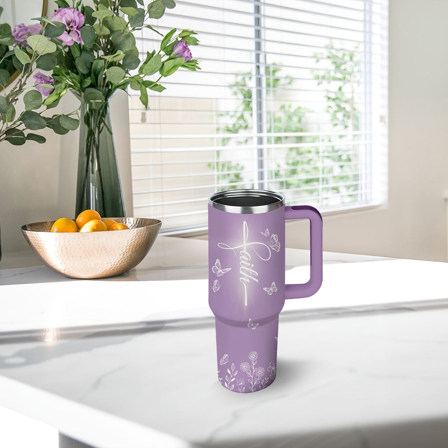 Christian Tumbler 40 oz Insulated with Lid & Straw – Faith-Inspired Religious Gift for Women, Hot & Cold Beverage Cup for Outdoor Sports, Camping & Daily Use, Thoughtful Christian Gift Idea
