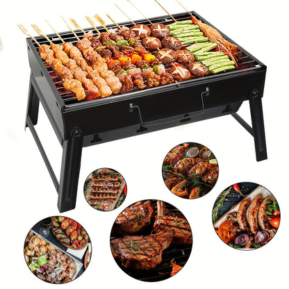 Portable Folding Charcoal Grill Smokeless BBQ Grill for Camping Picnic Backyard Garden Patio Outdoor Cooking Compact Durable Iron Barbecue Grill