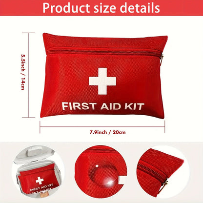 First Aid Bag 16-Pack – Empty Water-Resistant Nylon Pouch with Full-Open Zipper & Cross Symbol, Lightweight Portable Medical Bag for Home, Car, Office, Camping & Hiking (20x14cm / 7.9x5.5in)