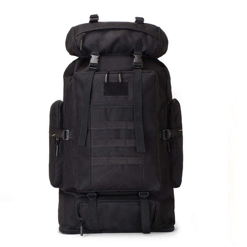 Large Capacity Expandable Outdoor Backpack 26-42 Gal – Soft Shell Geometric Pattern Hiking Rucksack for Camping, Mountaineering & Leisure | Black & Jungle Camo