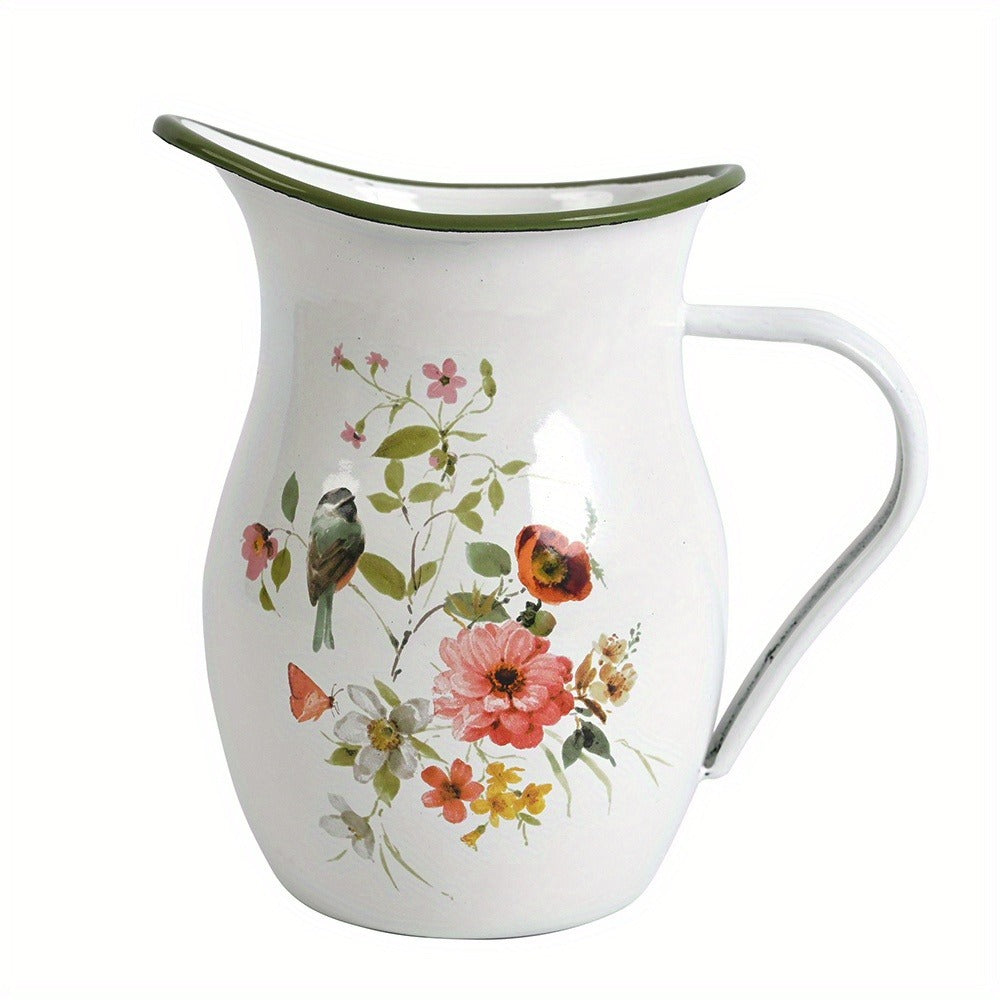 Enamel Camping Kettle with Metal Handle – Durable & Reusable Outdoor Kettle for Camping, Travel, Farmhouse & Party – Classic White Enamel Finish