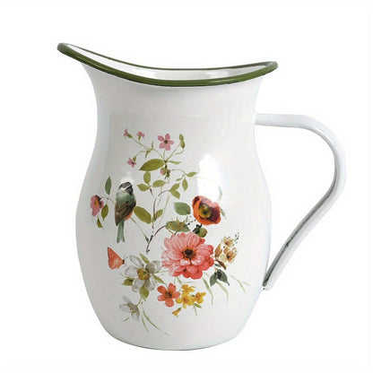 Enamel Camping Kettle with Metal Handle – Durable & Reusable Outdoor Kettle for Camping, Travel, Farmhouse & Party – Classic White Enamel Finish