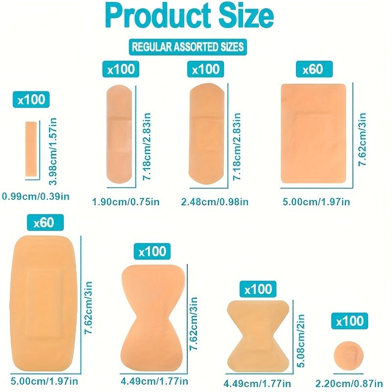 720-Piece Variety Bandages Pack – Assorted Sizes Breathable Adhesive Bandages Bulk Set with Fingertip & Knuckle Bandages for First Aid, Wound Care, Scrapes & Blisters