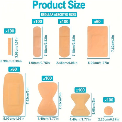 720-Piece Variety Bandages Pack – Assorted Sizes Breathable Adhesive Bandages Bulk Set with Fingertip & Knuckle Bandages for First Aid, Wound Care, Scrapes & Blisters