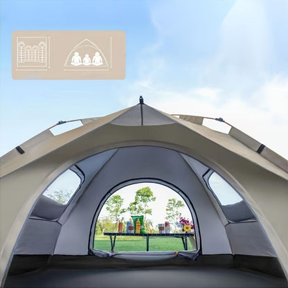 Waterproof Pop Up Camping Tent with Double Doors - Cloud Gray Automatic Instant Setup Shelter for Beach, Hiking, Camping, RV & Travel, Portable Foldable Sunshade Tent with Optional Mesh Windows, 2 Sizes Available