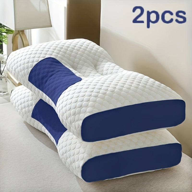 Ergonomic Neck Pillow 2-Pack Adjustable Cervical Support Pillow for Side Back Sleepers Contoured Memory Foam Neck Pillow Travel Home Sleeping