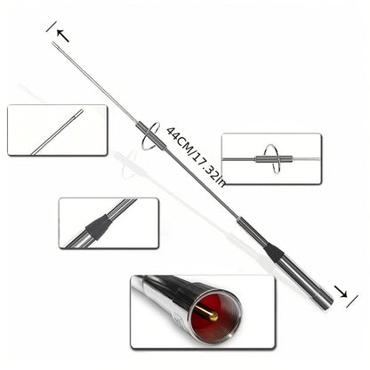 Dual Band Mobile Ham Radio Antenna – VHF UHF 144/430MHz High Gain, 16.9" Stainless Steel, PL-259 Connector