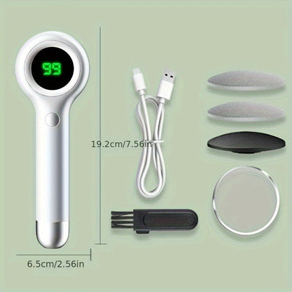 Electric Callus Remover for Feet - Rechargeable Foot File with 3 Interchangeable Heads, 2 Speed Settings & Built-in Vacuum, Professional Pedicure Tool for Smooth Soft Skin