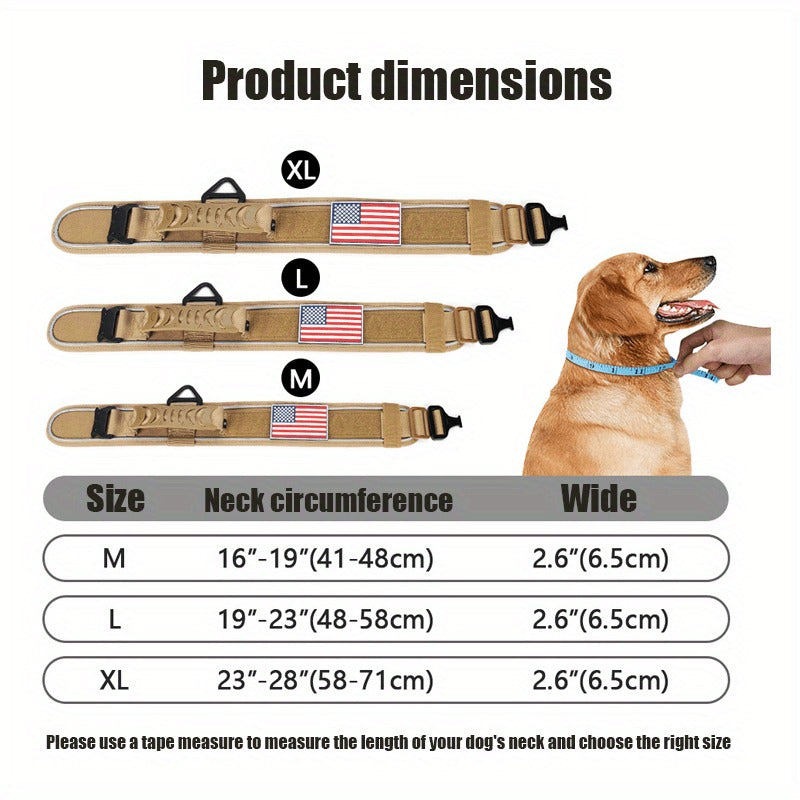 Tactical Dog Collar with Handle & Reflective Stitching – 2.6" Heavy Duty Nylon Collar for Medium & Large Dogs | M, L, XL
