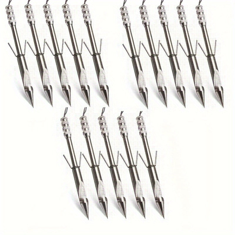 Bowfishing Arrows Stainless Steel 15pcs – Fish Arrow Tips for Hunting & Catching Fish