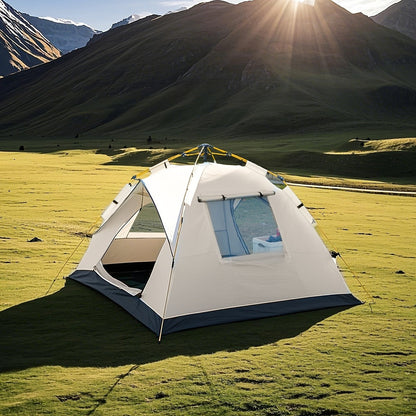 Pop Up Beach Tent Automatic Quick Open Camping Tent Waterproof Sunproof Portable Outdoor Tent 2 Doors 210x150x125cm All Season Square Camp Tent for Hiking Picnic Music Festival Family Outdoor Activities