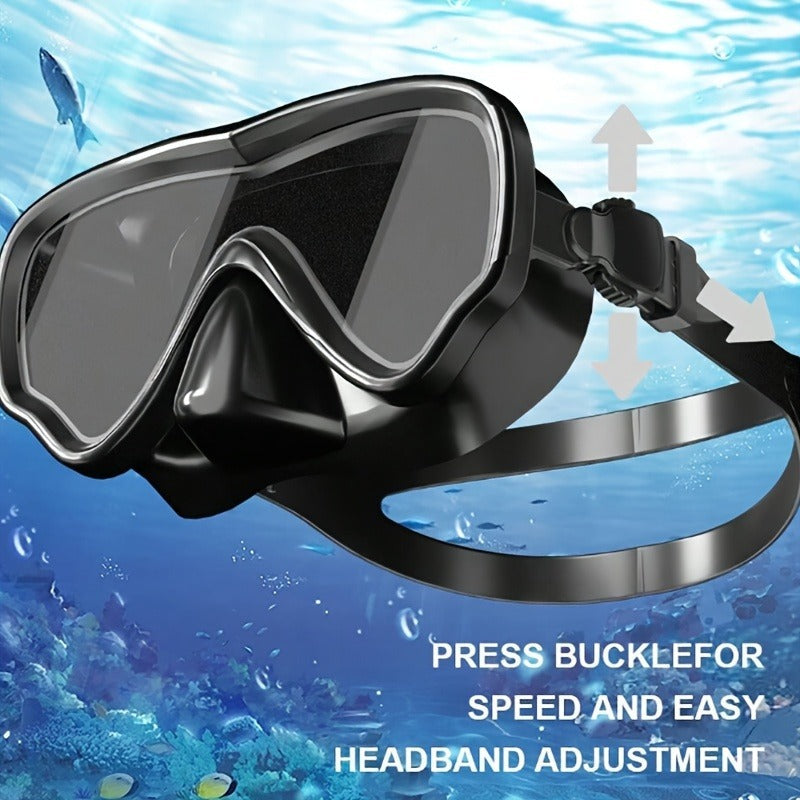 Panoramic HD Diving Mask Anti-Fog Tempered Glass Snorkel Mask with Nose Cover for Adults Youth Scuba Diving Snorkeling Swimming Pink Blue Black