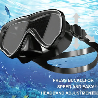 Panoramic HD Diving Mask Anti-Fog Tempered Glass Snorkel Mask with Nose Cover for Adults Youth Scuba Diving Snorkeling Swimming Pink Blue Black