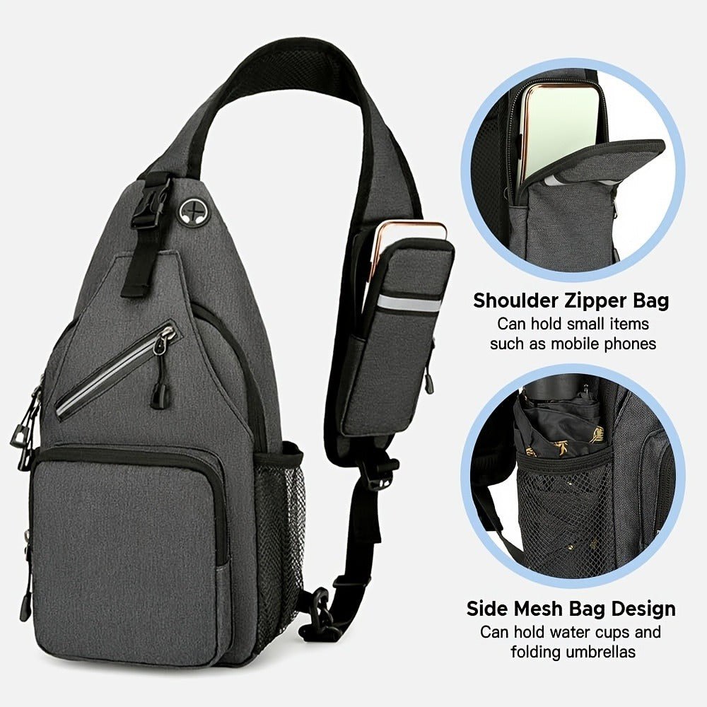 Sling Bag Crossbody Backpack 2 Pack Lightweight Oxford Chest Shoulder Daypack for Men Women Hiking Travel Casual Outdoor Bag Set Light Gray Navy Blue