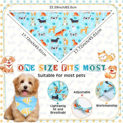 Dog Bandanas Bulk 72-Pack Triangle Scarf Bibs for Dogs – Adjustable Pet Costume Accessories for Small Medium Large Dogs, Cats & Puppies, Assorted Colors & Patterns, One Size Fits Most