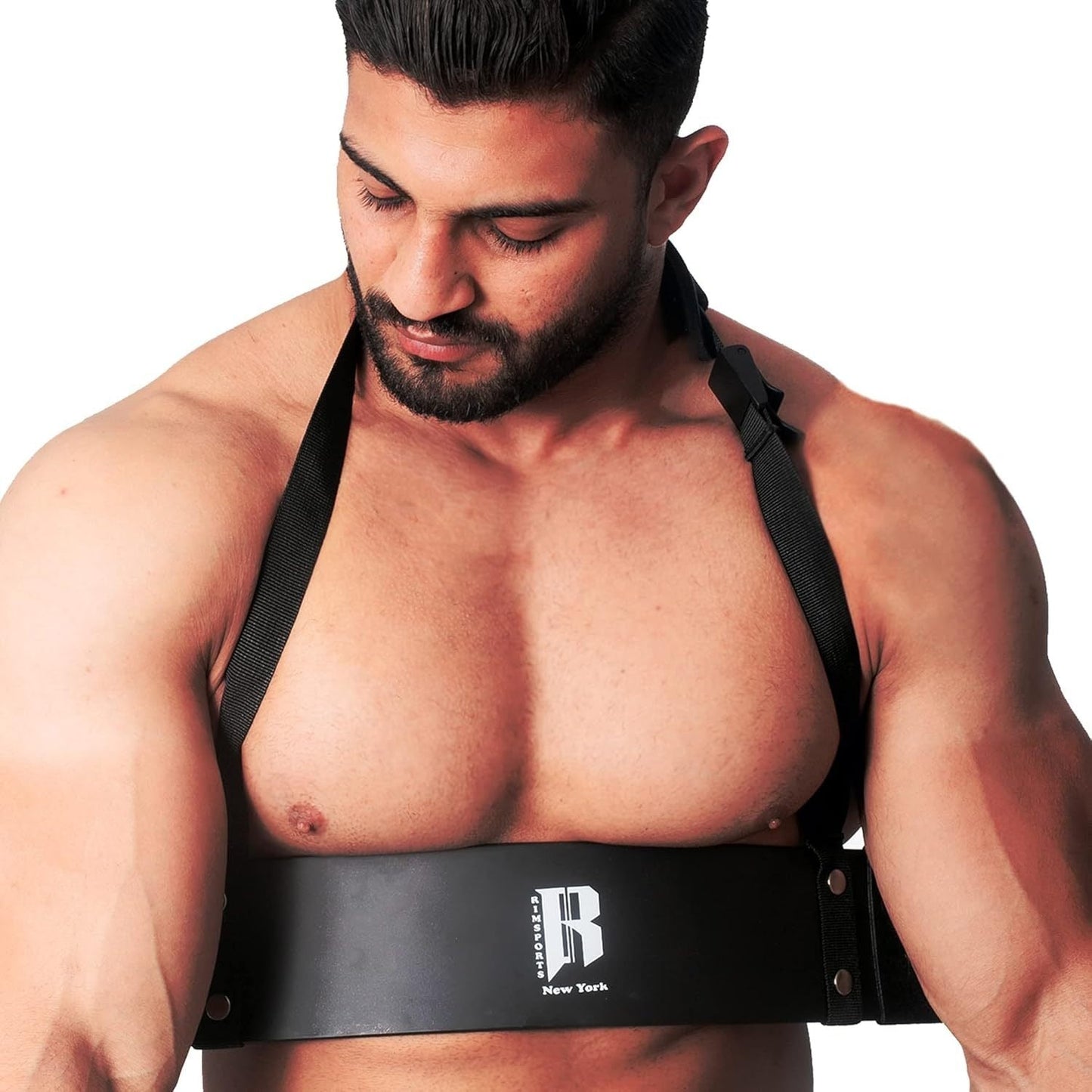 Arm Blaster for Biceps & Triceps – Heavy Duty Aluminum Bicep Curl Isolator, Adjustable Strap with Neck & Elbow Pads, Portable Preacher Curl Alternative for Home Gym