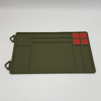 Gun Cleaning Mat with Magnetic Parts Tray – Heavy Duty Non-Slip Rubber Solvent-Resistant Pad for Pistol Rifle Handgun Maintenance, Easy-Clean Silicone Surface Gunsmith Work Mat