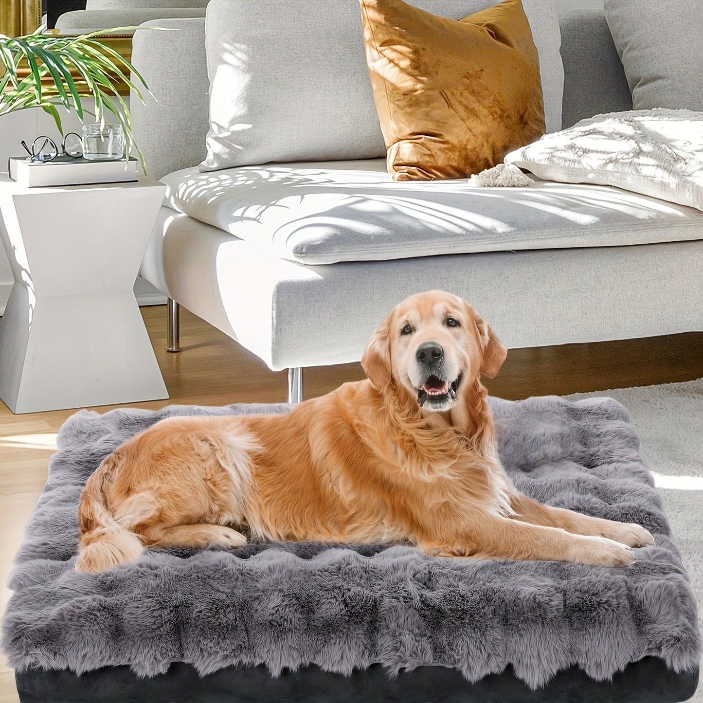 Orthopedic Dog Bed for Large Dogs - XL XXL Memory Foam Pet Bed with Removable Washable Cover, Anti-Slip Base, Faux Fur Kennel for Joint Relief, Machine Washable, Dirt-Repellent, Small Medium Large XLarge