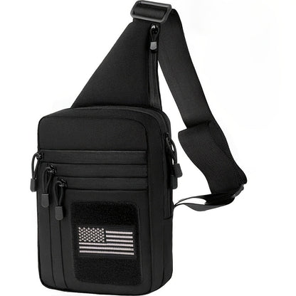 CCW Shoulder Bag Tactical Concealed Carry Bag for Men with Chest Holster Multiple Compartments EDC Sling Bag for Daily Use Shooting Range Hiking Outdoor Activities Black
