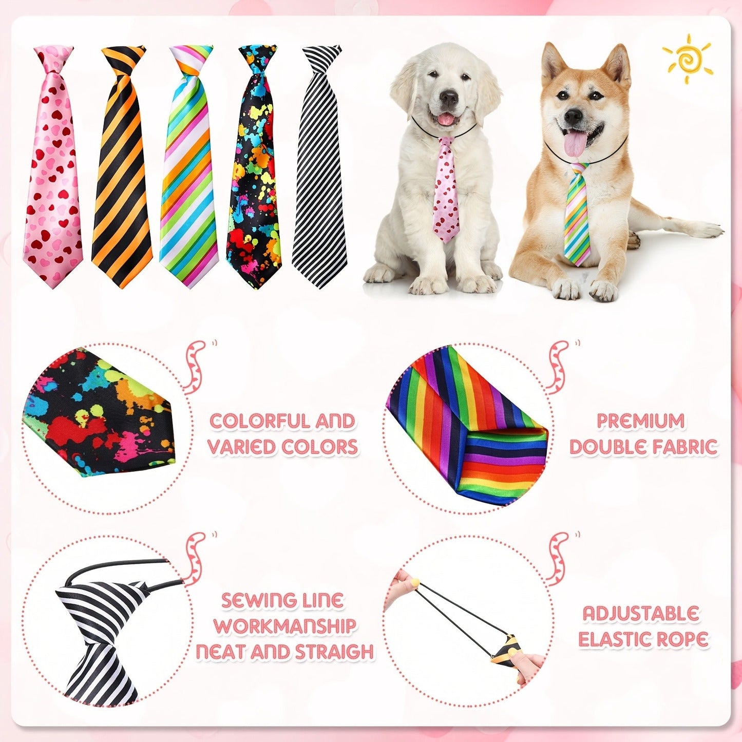 Dog Neck Ties Bulk Pack 30pcs Adjustable Grooming Bow Ties for Medium Large Dogs Mix Colors Holiday Birthday Daily Wear Pet Collar Accessories