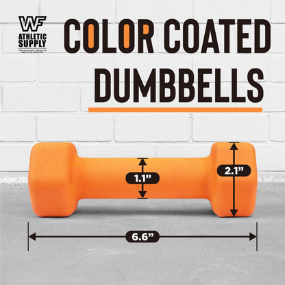 Neoprene Dumbbells Pair with Non-Slip Hex Shape – Color-Coded Hand Weights for Women & Men, Strength Training, Home Gym & Aerobics – 2LB to 15LB Available in Yellow, Green, Red, Blue & Gray
