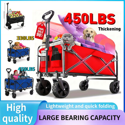 Heavy-Duty Folding Utility Cart 450LBS Iron Frame 800D Oxford No Assembly