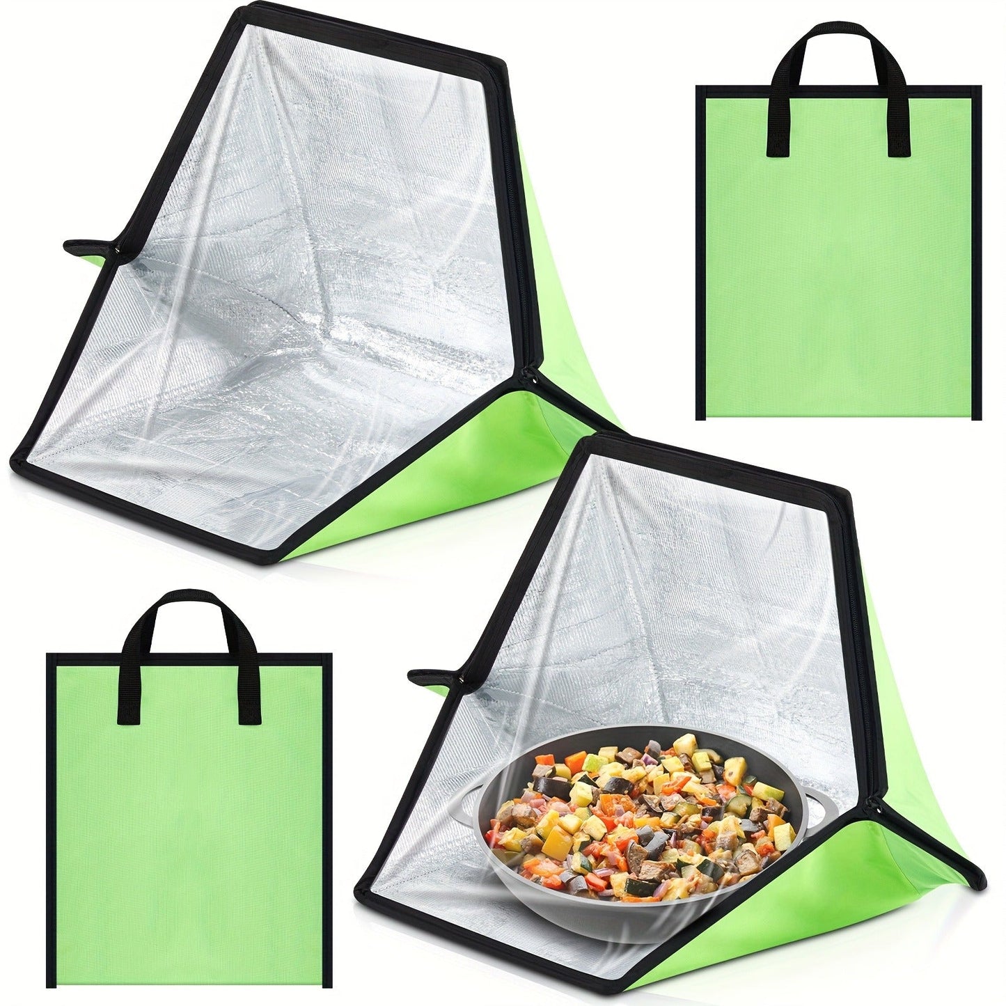 Solar Oven Portable Solar Cooker 2 Pack, Foldable Sun-Powered Camp Stove No Fuel Required, Lightweight Outdoor Cookware for Camping Emergency Food Reheating
