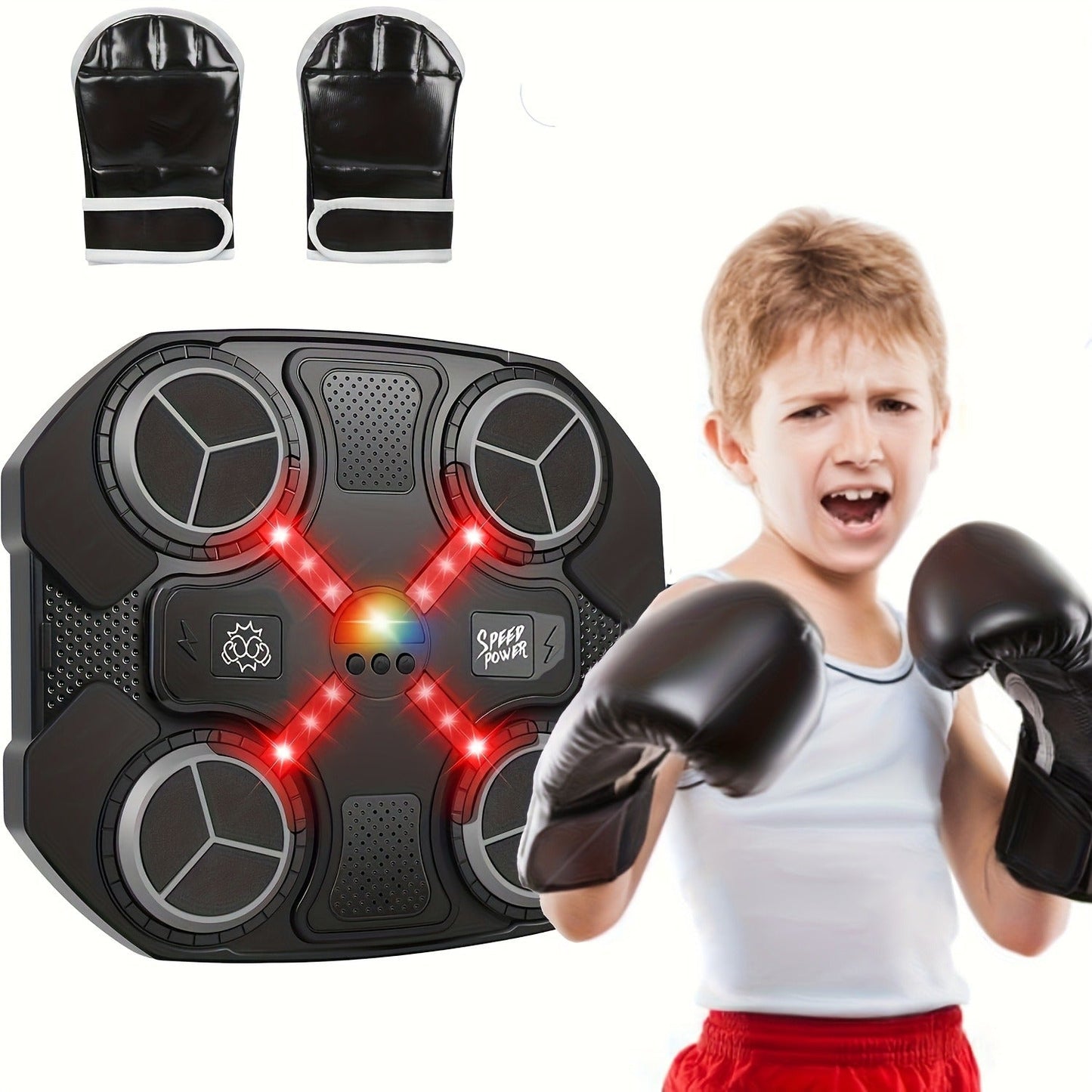 Smart Boxing Reaction Target USB Powered | Sensory Integration Training Pad for Reaction Speed & Rhythm | ABS Plastic Boxing Training Equipment for Kids Adults Ages 3+ Black