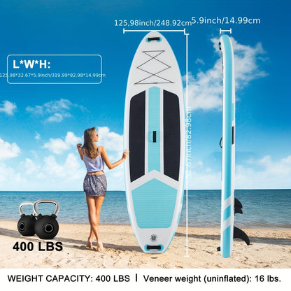 Inflatable Paddle Board 10.5ft – Wide Stable Non-Slip Deck SUP Board with Premium Accessories for Yoga Fishing Boating Traveling Surfing Adults