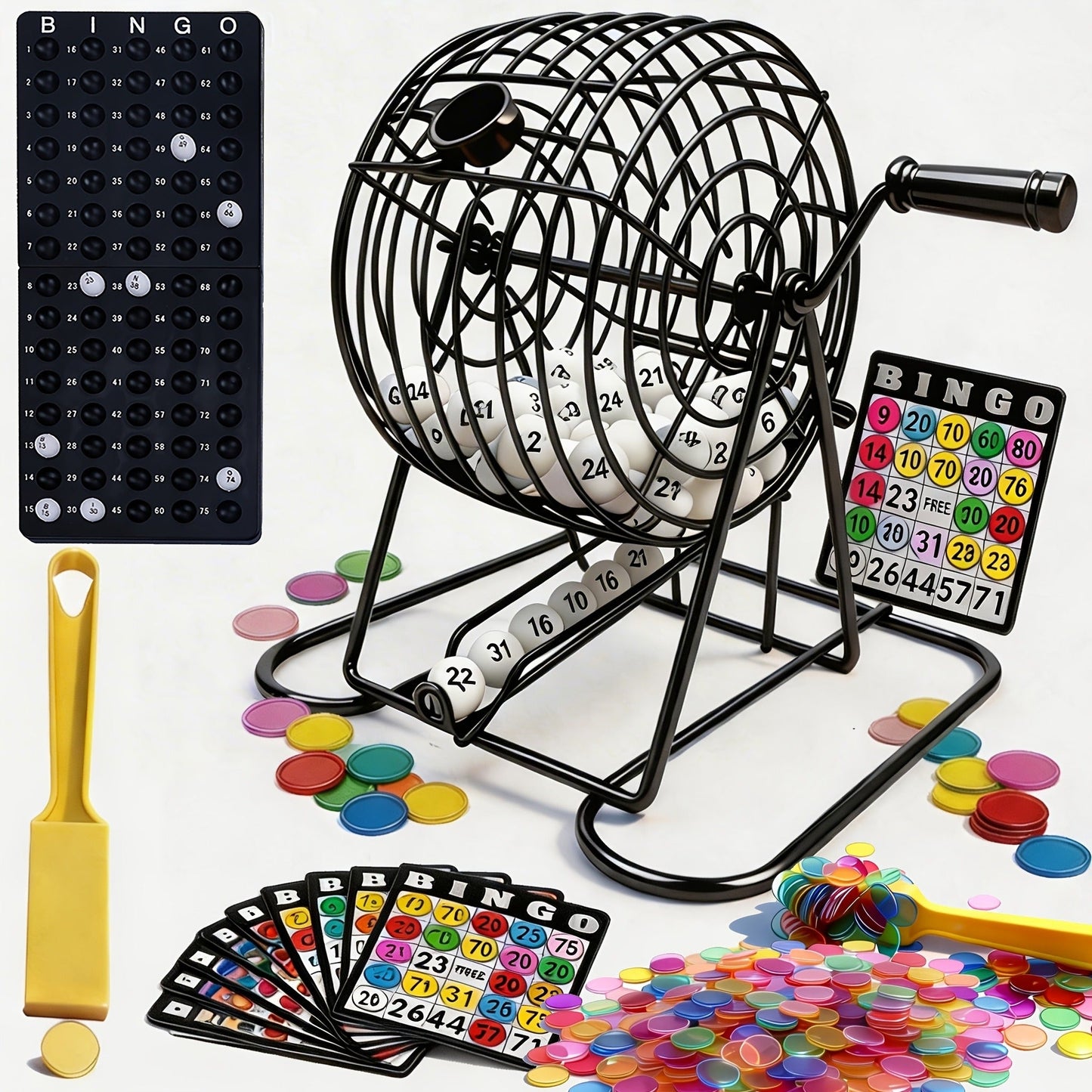 Bingo Cage Machine Set with Wand Manual Lottery Ball Spinner for Party Game Night Halloween Christmas