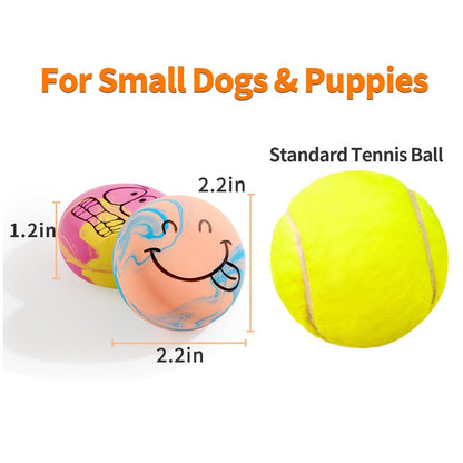 Squeaky Dog Balls 6 Pack Latex Bouncy Fetch Toys Cartoon Pattern Soft Molar Chew Toys for Small Breed Dogs Puppies Interactive Squeaker Ball Set Multi Color