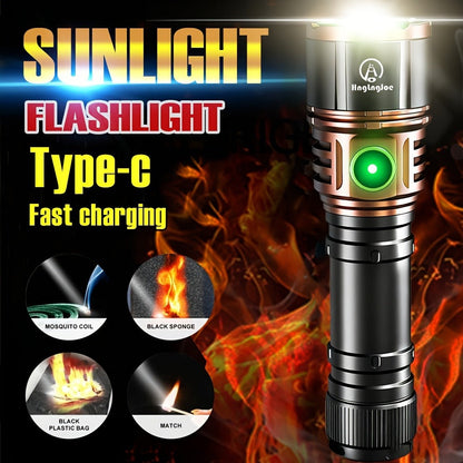 Zoomable LED Flashlight 4500LM, Aluminum Alloy Torch Fresnel Lens Adjustable Beam, 21700 3000mAh Rechargeable Battery, Fire Starting, Long Runtime for Camping Fishing Survival Night Cycling Power Outage
