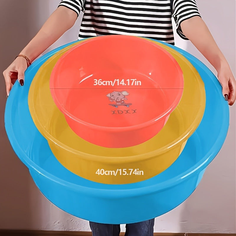 Plastic Wash Basin 12 Quart Stackable Round Tub - Portable Household Washing Bowl for Kitchen, Camping, Face Washing, Fruit & Vegetable Cleaning, Dish Washing & Bottle Rinsing, 4 Colors, Small to Oversized