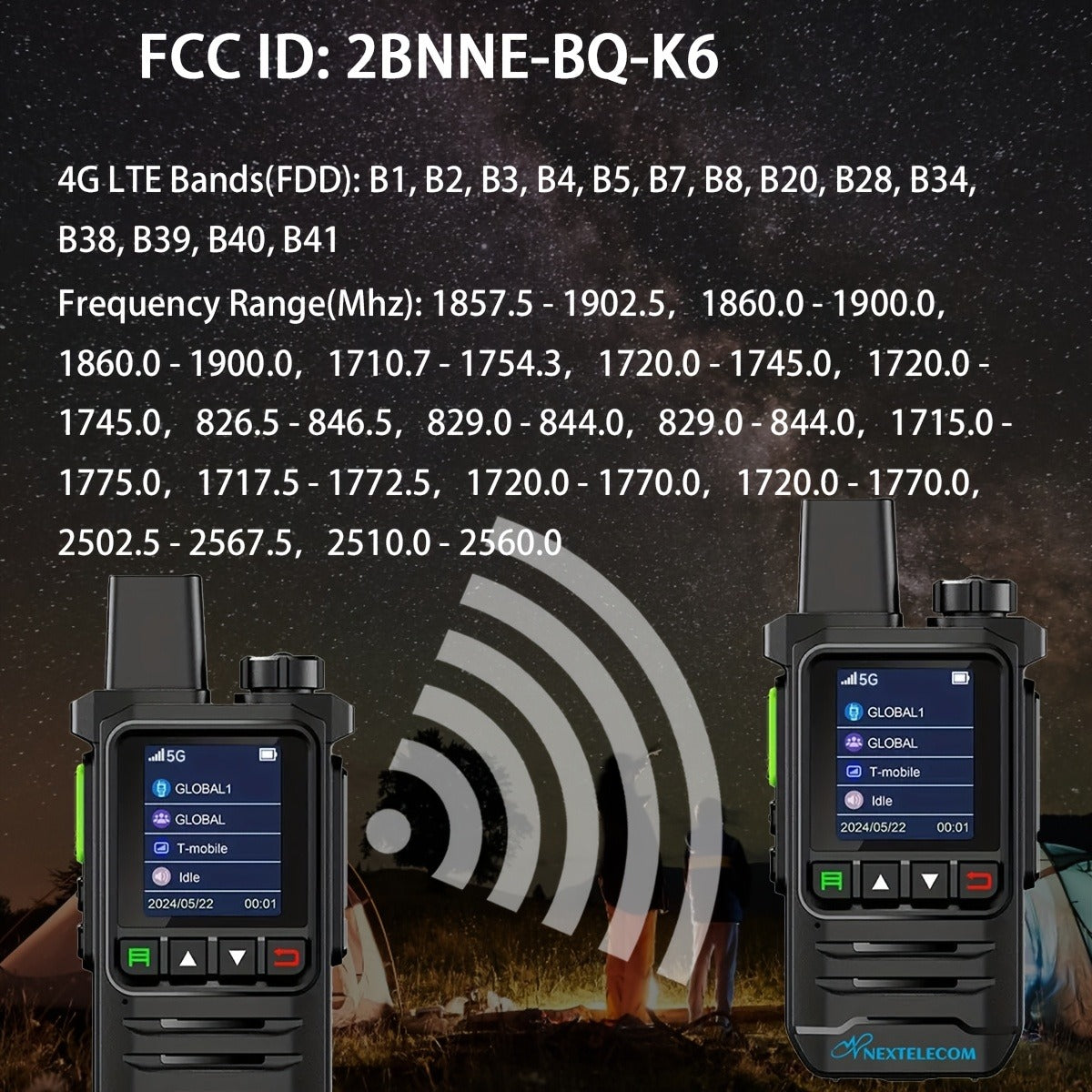 K6 Long Range Walkie Talkies 2 Pack with SIM Cards – 5G Two-Way Radio Set, Ultra-Long Battery Life, Extended Range Two-Way Communication for Field Work, Outdoor Adventures & Long-Distance Use